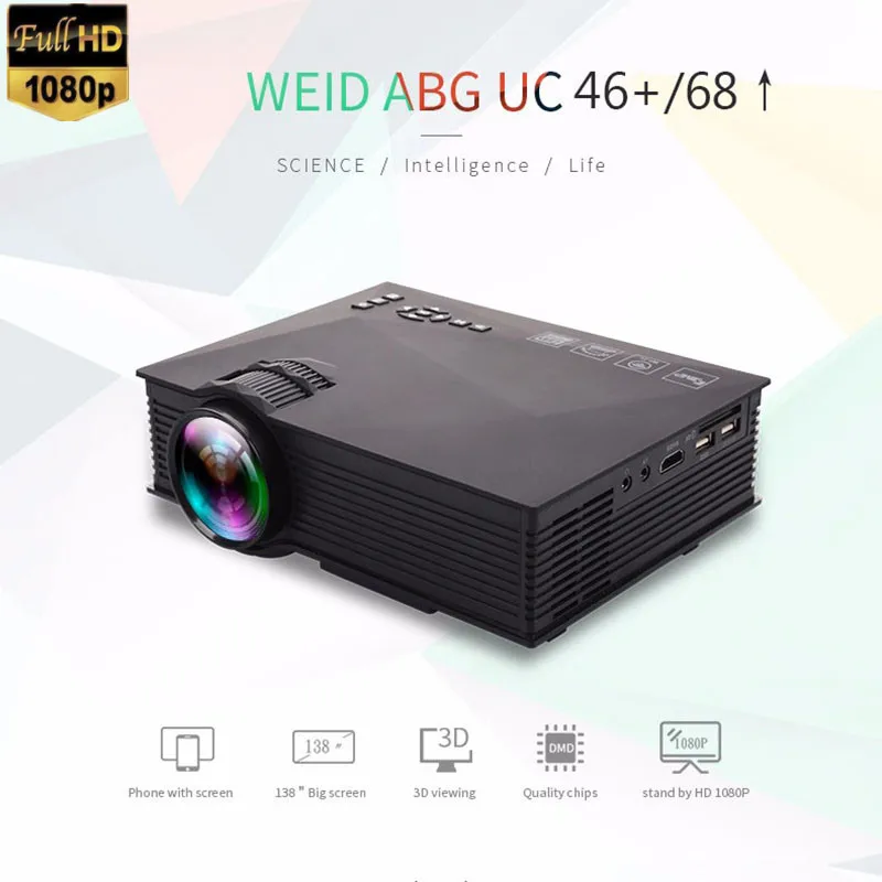 

Проектор HD 1080P, беспроводной, для домашнего кинотеатра, игр, фильмов на улице, с большим экраном