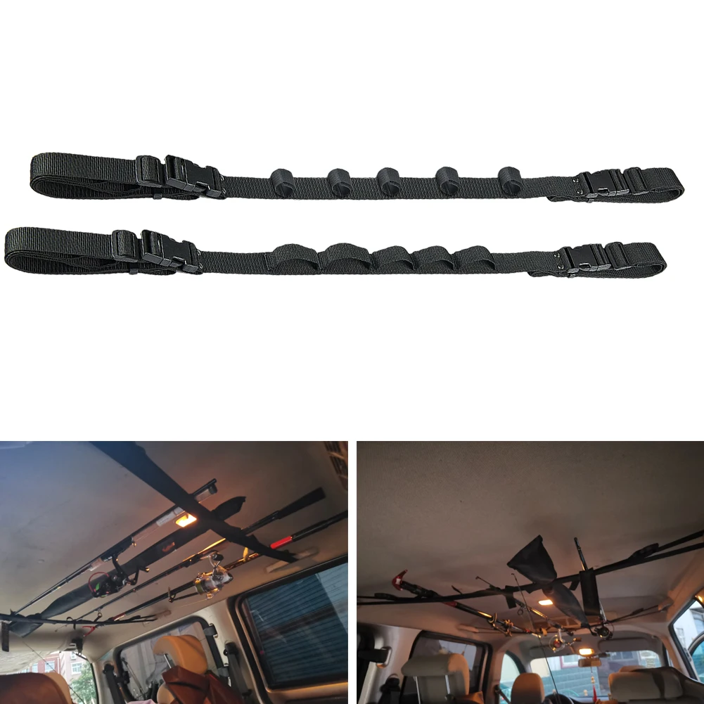 

2pc sCar Mounted Storage Rack Fishing Rod Gear Holder Vehicle Fishing Rod Rack Holder Strap Car Organizer Belt Carrier for SUV