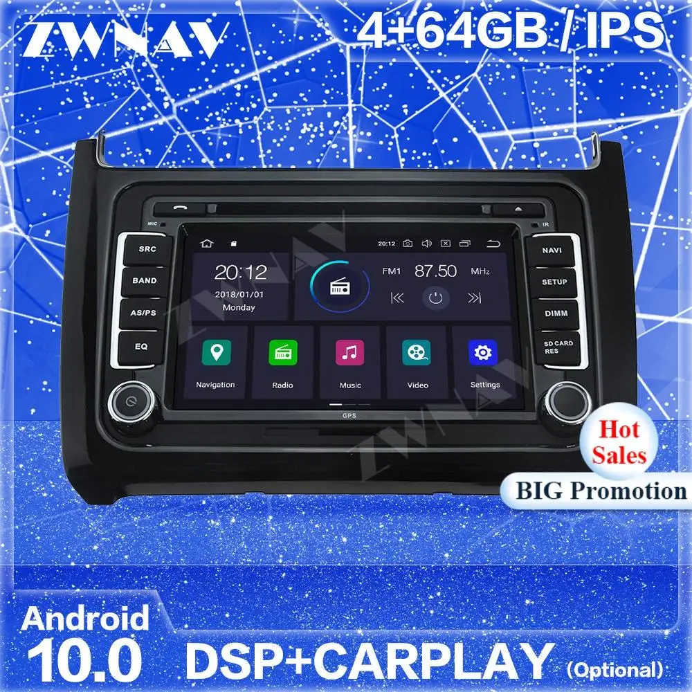 IPS Android 10 экран Автомобильный плеер GPS-навигация для Volkswagen Polo 2015 2016 2017