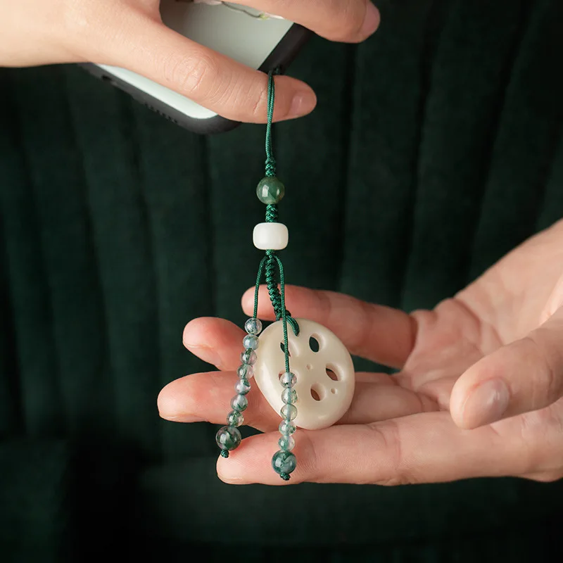 Chinese elements hand-woven original Dragon Boat Festival lotus Bodhi mobile phone chain pendant pendant pendant hanging chain