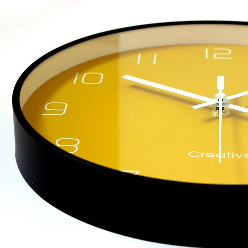 Простые современные настенные часы желтые кварцевые для гостиной простые