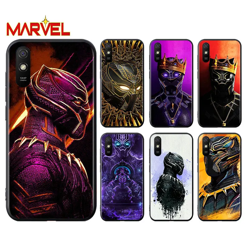 

Marvel Black Panther for Xiaomi Redmi 10X Pro 9C 9A 9T 9 GO K40 K30 Ultra K20 8 7 S2 6 5 4X Pro Soft Black Phone Case