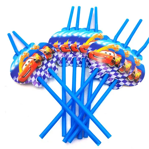 straw 10pcs Красная молния Маккуин пластиковые скатерти вечерние украшения автомобили день рождения/Рождество Детские праздничные принадлежности - Цвет: straw 10pcs