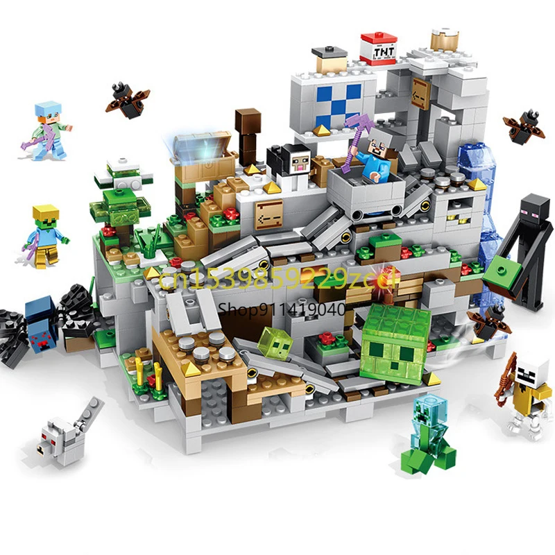 

1000pcs my world Mountain cave animal alex building blocks 15 Toy