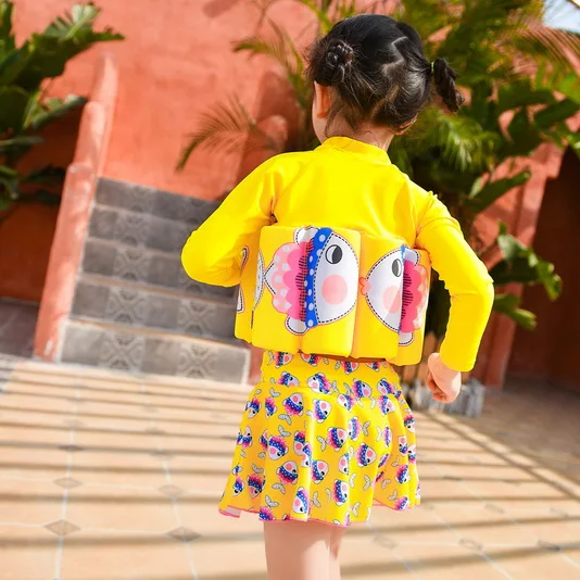 Плавающий купальник для маленьких девочек плавучий с длинным рукавом Детская