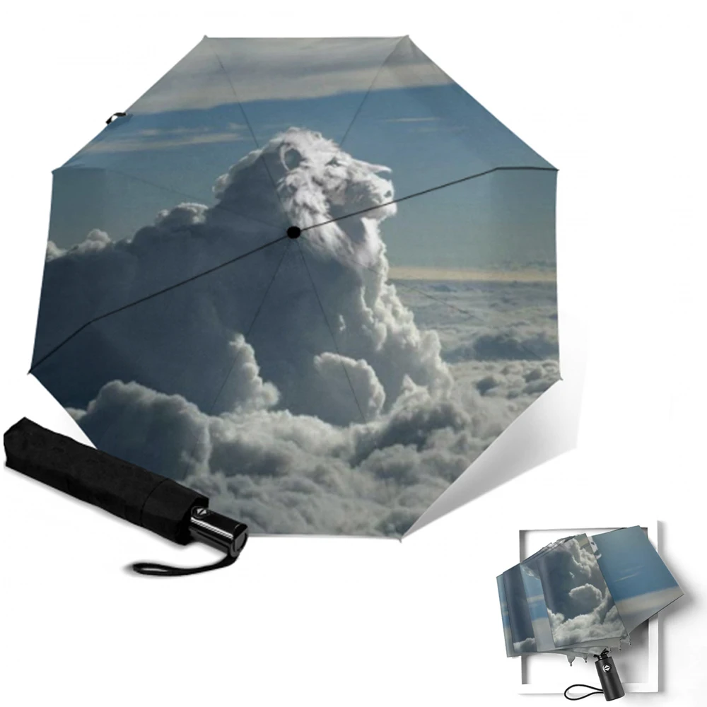 Креативный автоматический зонт с изображением Льва солнечный и дождливый