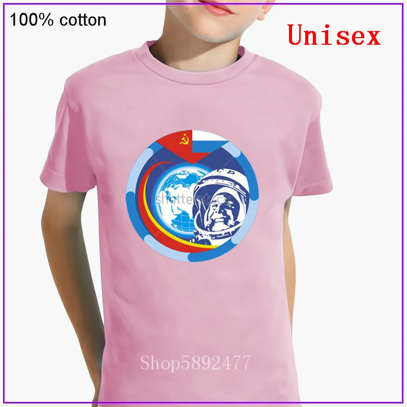Russia CCCP Yuri Gagarin children boys girls clothes Popular Short Sleeve Crew neck Cotton Family Soviet cosmonaut 1961 T Shirts | Детская