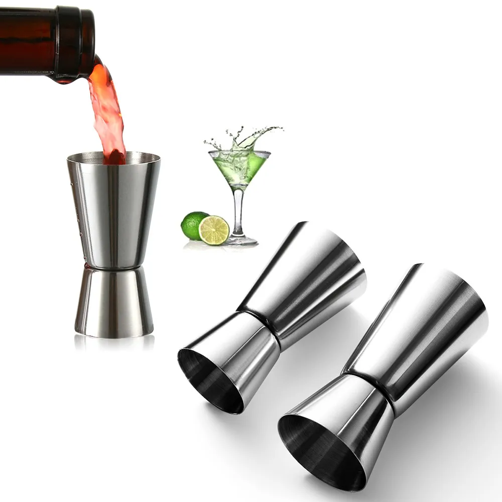 

20 / 40ml 2 PCS Stainless Steel Shaker Measuring Cup Double-sided Use Small Glass Bar Tool Kitchen Gadget Household Goods