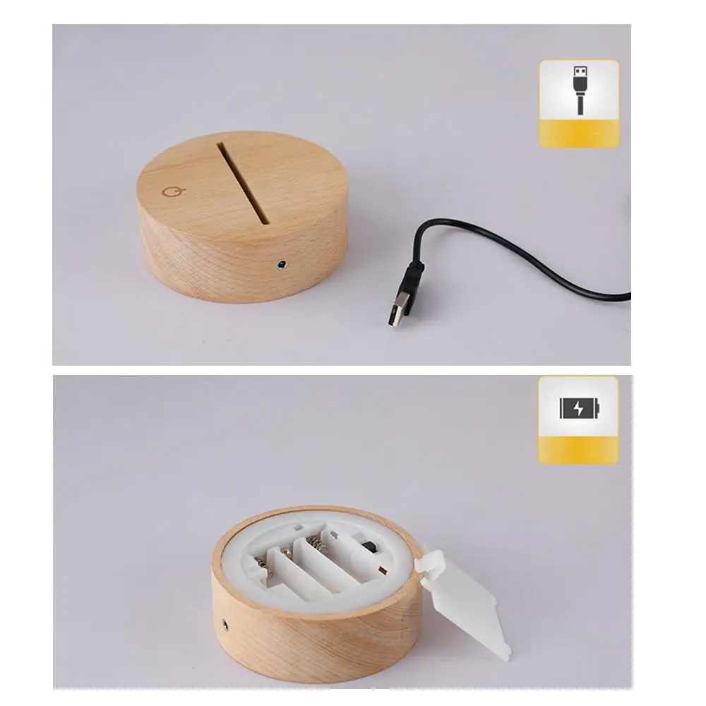 HobbyLane 3W Touch Control Wooden Base for LED 3D Night Light Christmas Decor Modern Acrylic Led Lamp Mounted | Лампы и освещение