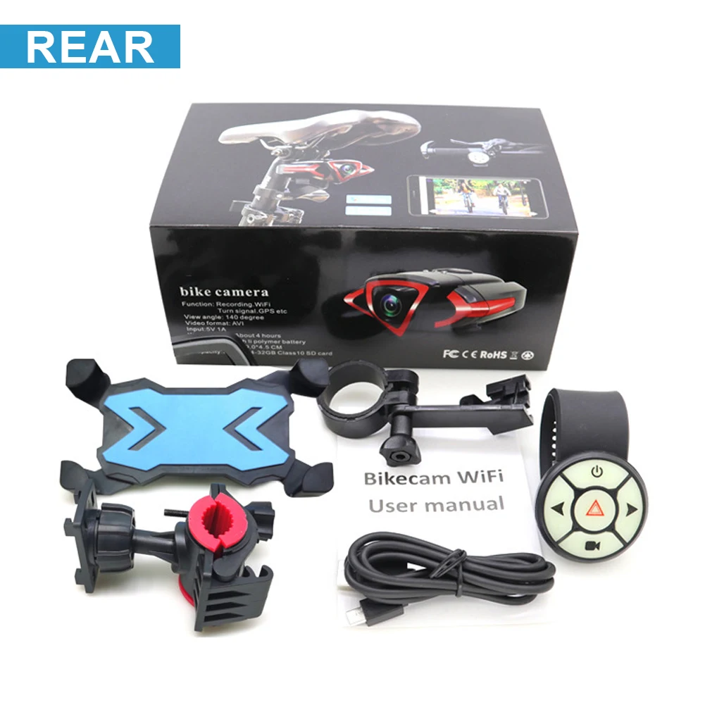 

1080p Bicycle Camera with WiFi Action Cameras GPS Bike Speedometer Outdoor Motorcycle HD Riding DVR Turn Signal Warning Light
