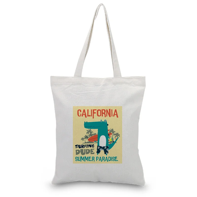 Холщовая Сумка-тоут с рисунком динозавра из мультфильма сумка для ежедневного