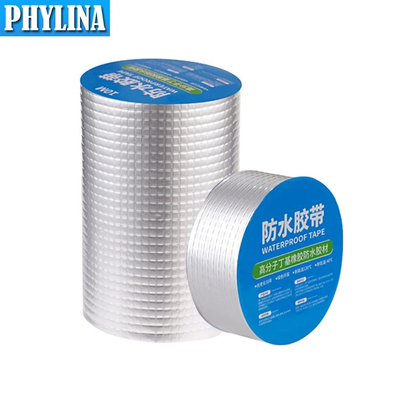 5Meters/Roll Aluminum Foil Butyl Waterproof Tape Wall Pipe Waterproof Leak-trapping Sealing Self-adhesive Anti-aging Tape