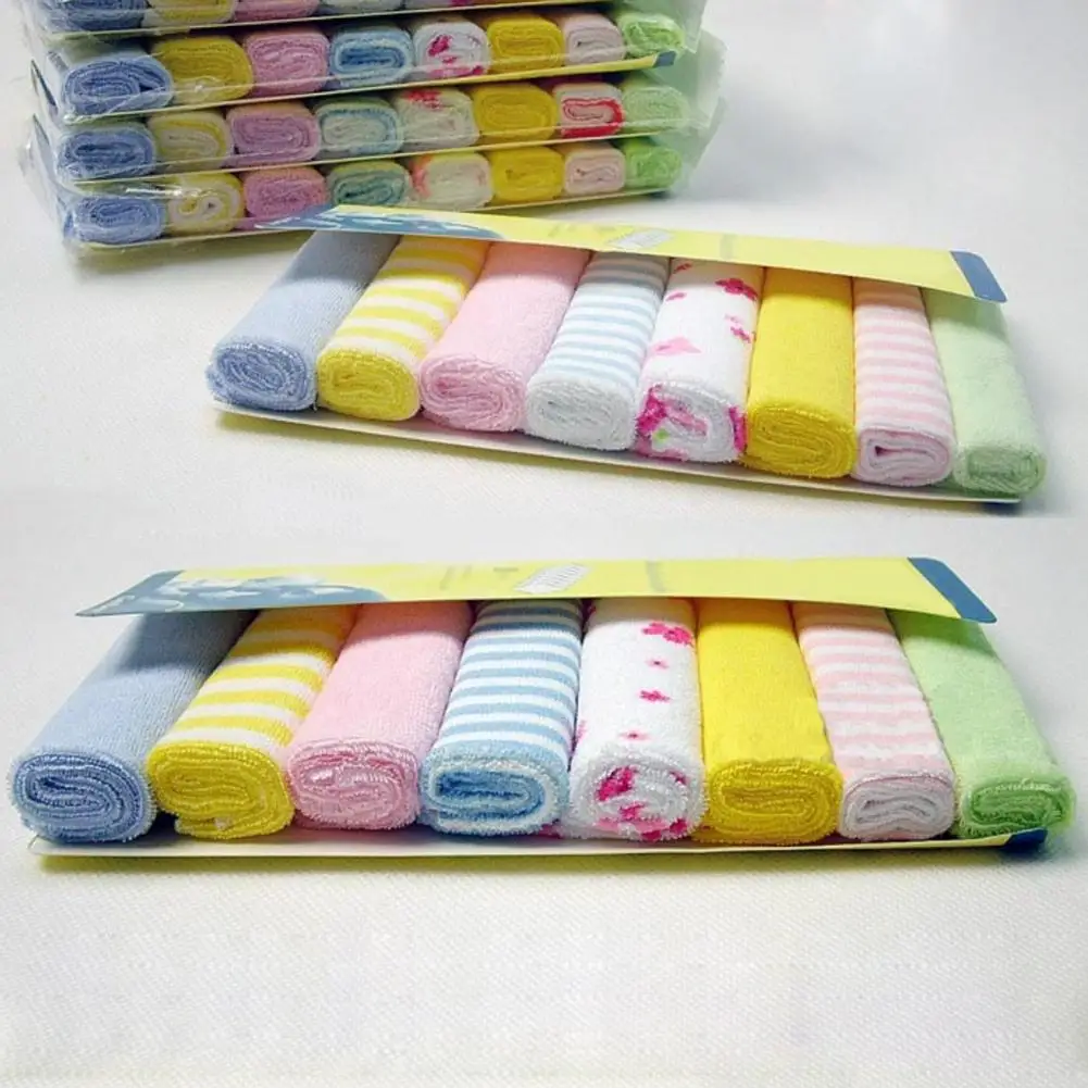 

8pcs/pack Muslim Cotton Newborn Baby Towel Baby Wash Cloth Square Handkerchief Saliva Bib Care Towel Baby Wash Towel Newborn