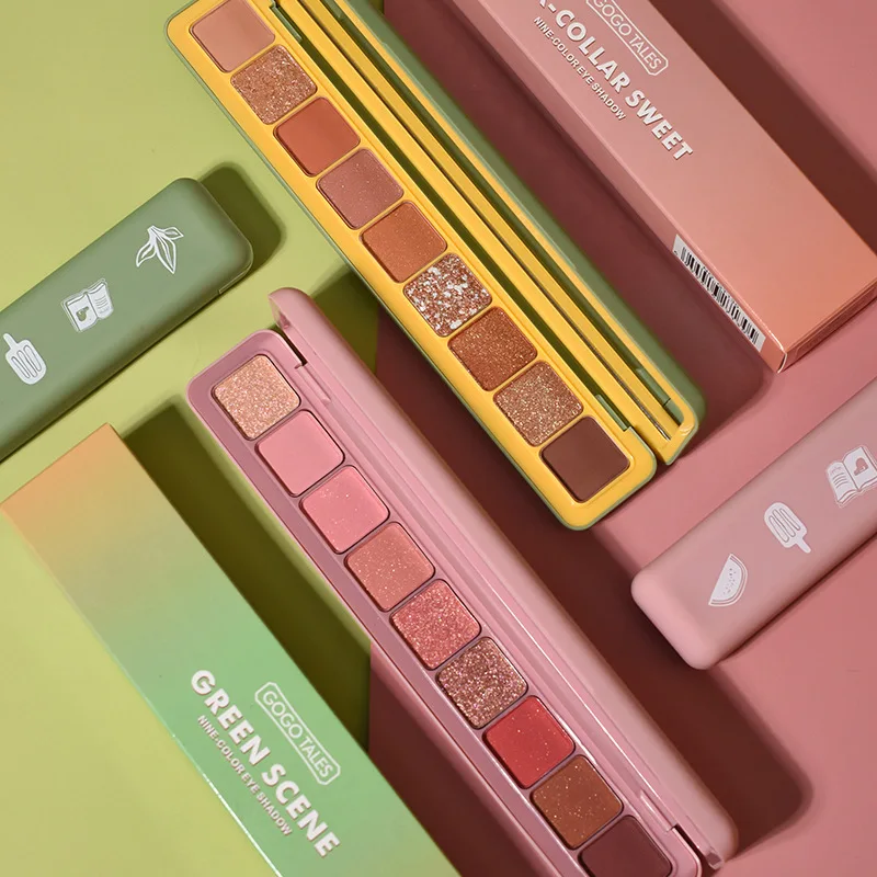 Палитра теней для век женщин Косметика макияжа Алмазный Блеск металлик 9 цветов