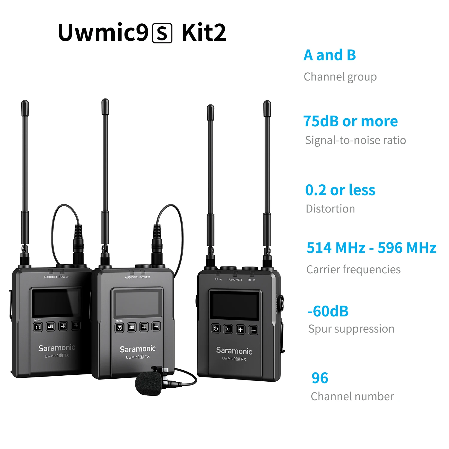 Беспроводная микрофонная система Saramonic UwMic9S Kit1/2 UHF для цифровой зеркальной камеры
