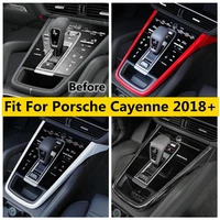 abs matte red carbon fiber look interior for porsche cayenne 2018 2022 stalls gear shift box panel cover trim accessories