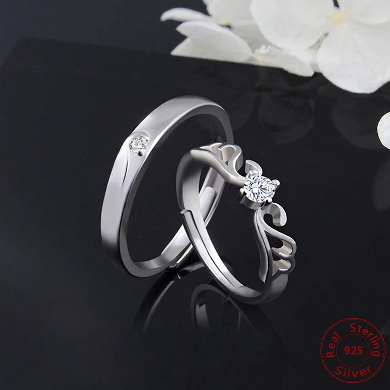 

Очарование 925 стерлингового серебра Открытые Кольца для женщин Bijoux (украшения своими руками), фианиты, кристаллы, крыло, ювелирные изделия д...