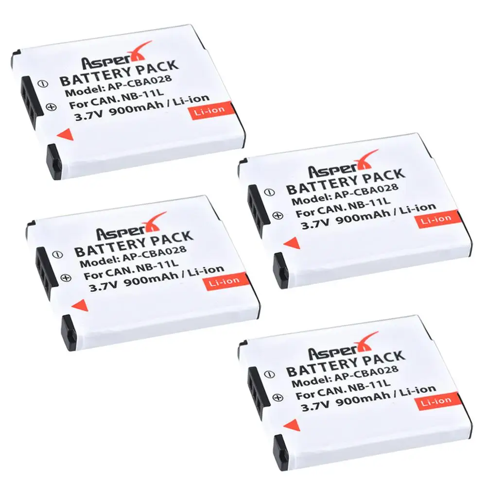 AsperX 4 шт. 900 мАч NB 11L 11LH запасная батарея для Canon PowerShot A2400 A2500 A2600 A3400 A3500 A4000 IS|Цифровые