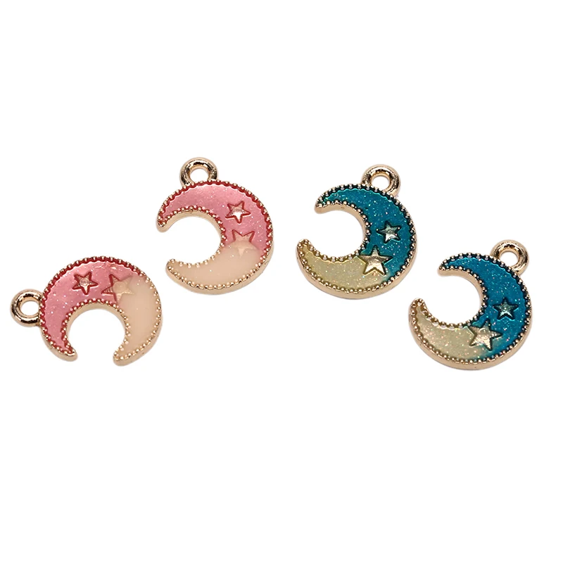 

10pcs/lot Colorful Enamel Crescent Moon Charms for Necklaces Pendants Earrings DIY Star Charms Accessories Jewelry Making