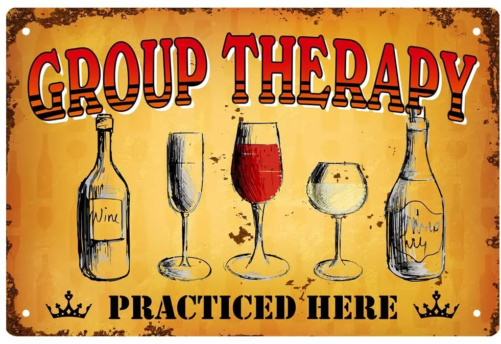 

MUATOO Group Therapy Practiced Here Vintage Metal Tin Sign Retro Plaque Poster for Wall Decor 8x12 Inch
