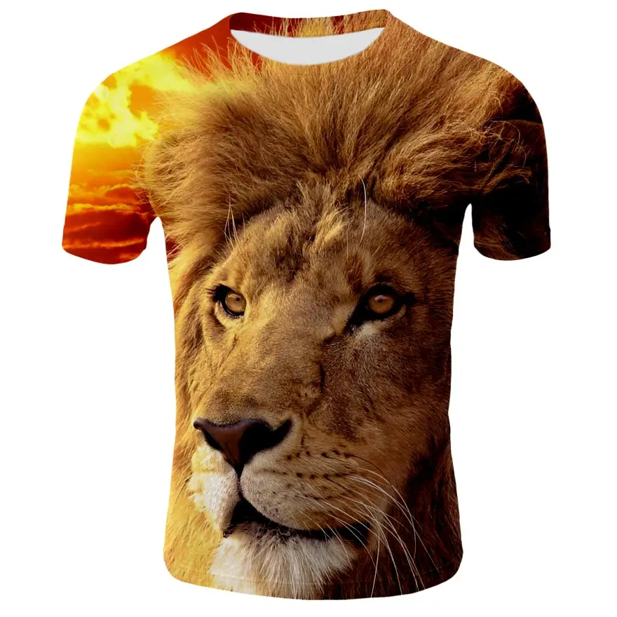 

Summer 2021 3D printed men's T-shirt O-neck short sleeve 3D printed animal lion 3D printed T-shirt men's T-shirt for men and wom