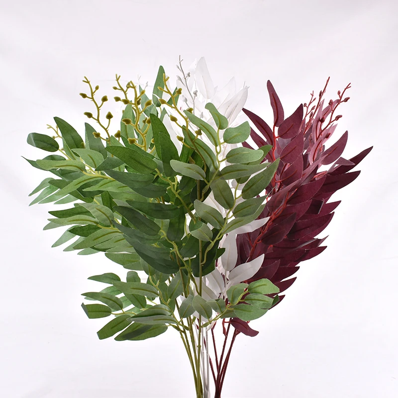 

5PCS Simulation Willow Flower Branches Fake Leaves Green Plants DIY Home Party Wedding Decoration Flower Plant Photography Props
