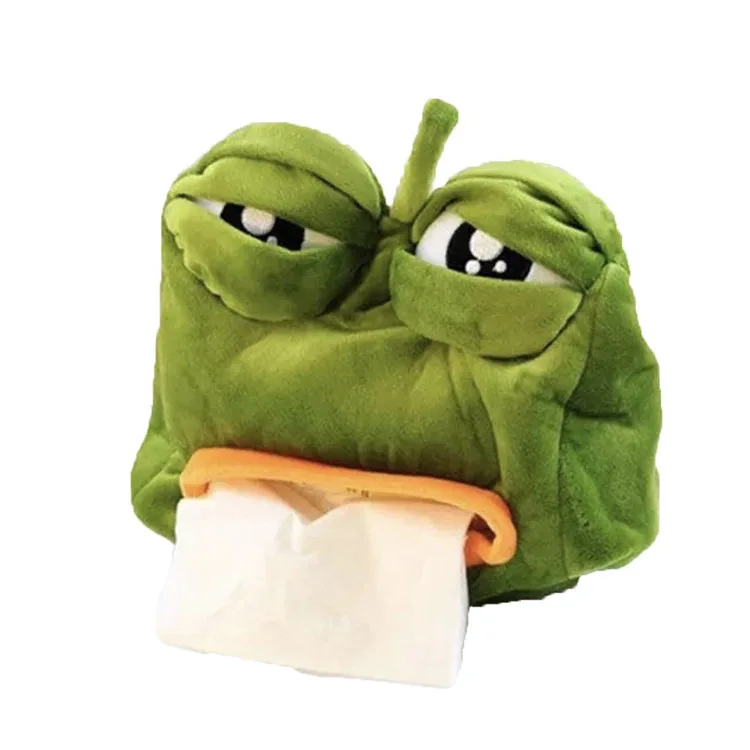 Cartoon Tissue Box Goggles Cover Paper Dispenser Sad Frog Plush Tissues Case Portable Home Office Hanging Napkin Holder | Дом и сад