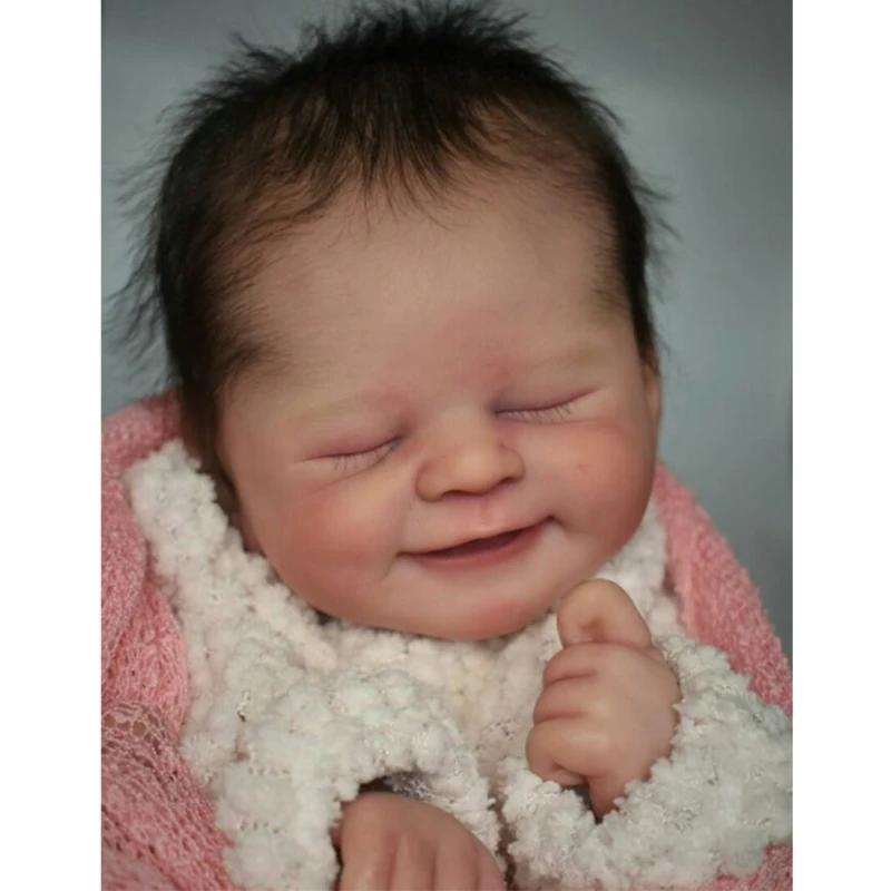 

85DE Realistic Doll Kit 21 Inch Unpainted Unfinished Newborn Smiling Baby Lifelike Body Soft Vinyl Accessories