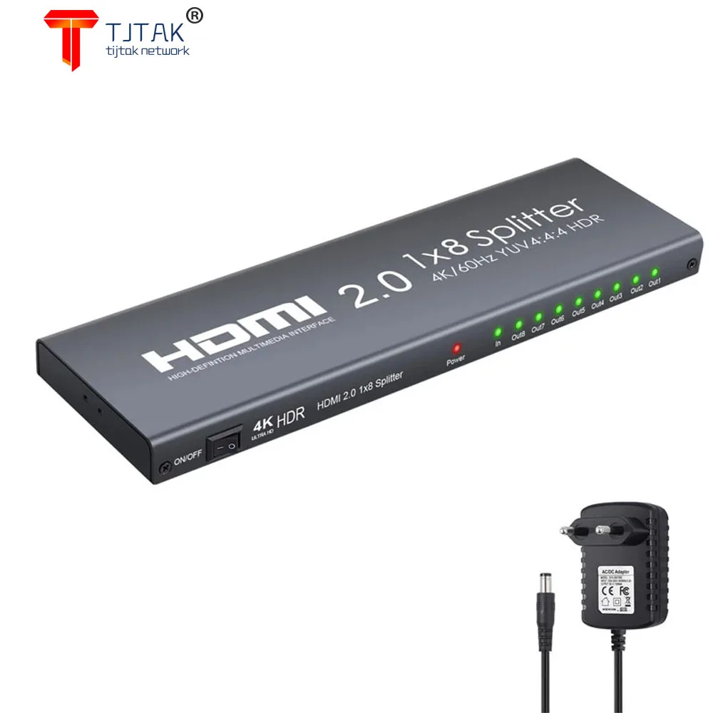Apoio 4 K/60Hz YUV 4:4:4 HDR 1 Em 8 Out HDMI 2.0 Splitter HDMI Ampliicao Para Xbox 8 PS4 HDMI Divisor de Man