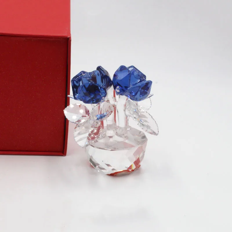 

beautiful clear k9 crystal rose flowers elegant wedding flower gift crystal glass roses home decorations