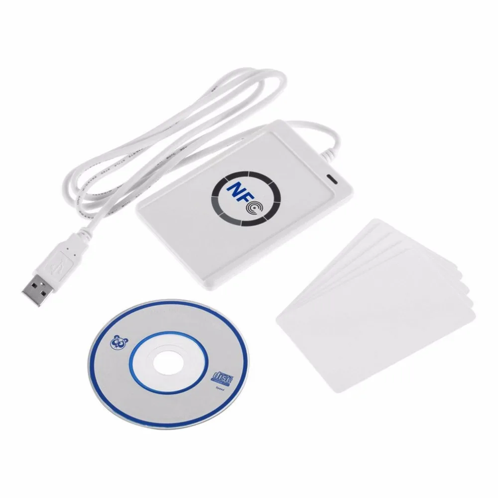 

NFC считыватель USB ACR122U бесконтактная смарт-карта ИС и запись рчид копировальный аппарат Дубликатор 5 шт. UID сменная бирка карта брелок