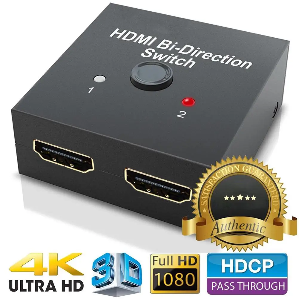 

HDMI-совместимый сплиттер 4K переключатель 2x1 1x2 Ultra HD Bidirectiona хаб HDCP 1080P видеобокс коммутатор адаптер для ноутбука