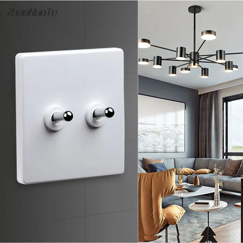 

Home Improvement Wall Light Toggle Switch White 1-4 Gang 2 Way Silver Lever 86 Type Switch