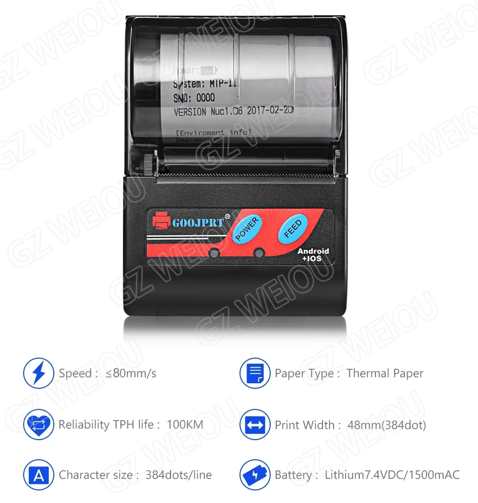 Портативный термопринтер с bluetooth и чеками 58 мм для Android/iOS/Windows|receipt printer|thermal receipt