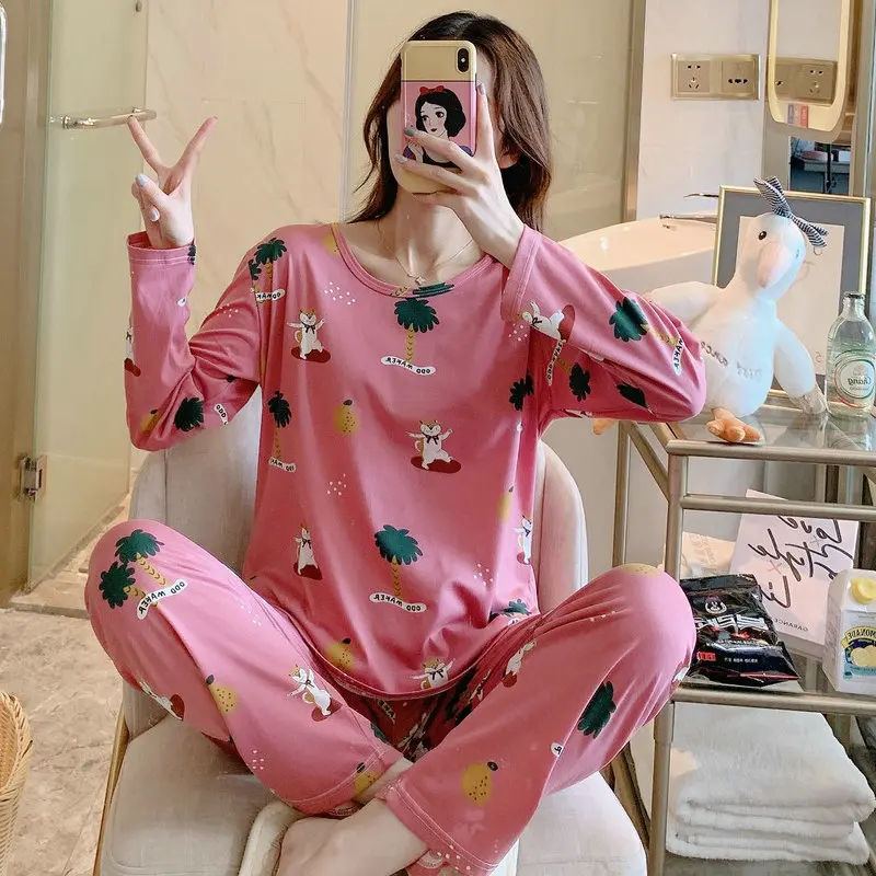 M L XL XXL 3XL 4XL 5XL с длинным рукавом для женщин Ночная рубашка одежда сна 100% хлопковые