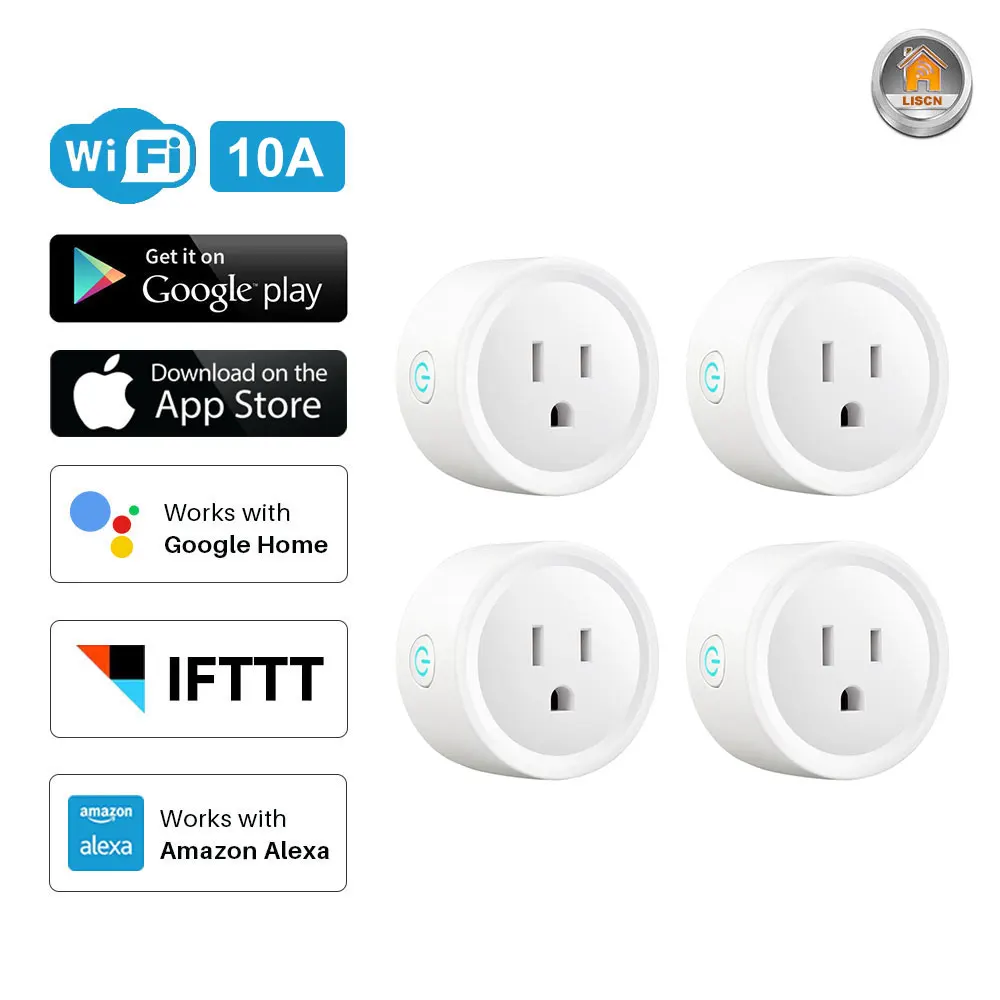 

Настенная розетка с таймером и Wi-Fi, 10 А, 4 шт.