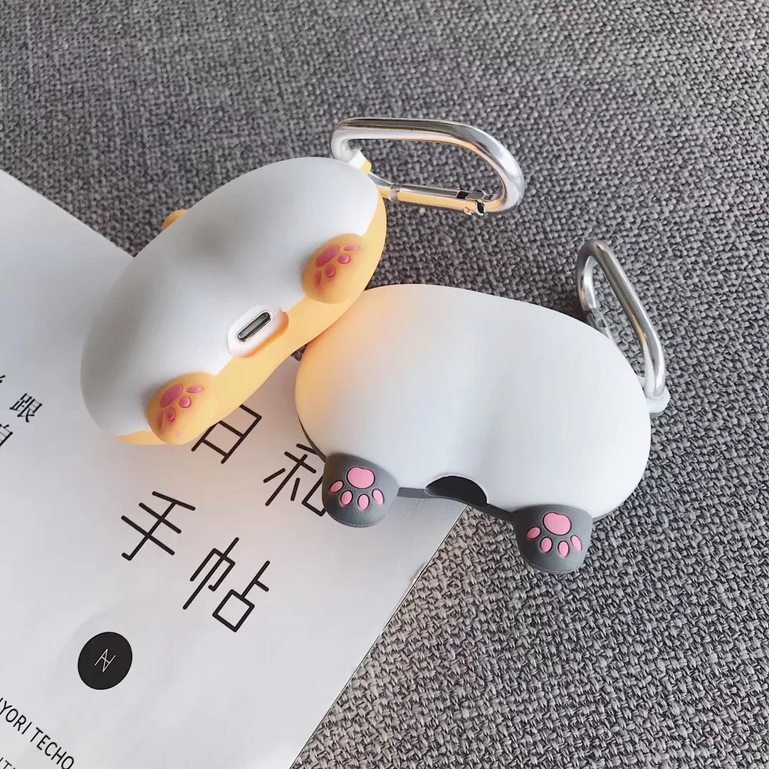 Для AirPods чехол 3D Забавный мультфильм Keki собака попка чехол для наушников для Airpods 2/i10/i11TWS Защитная крышка с крючок карабина