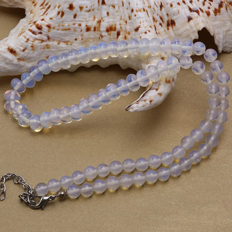 

JYX Natural Stone 6-5x8mm Moonstone Beads Necklace Lover's Stone Unique Glow Jewelry for Women Girl