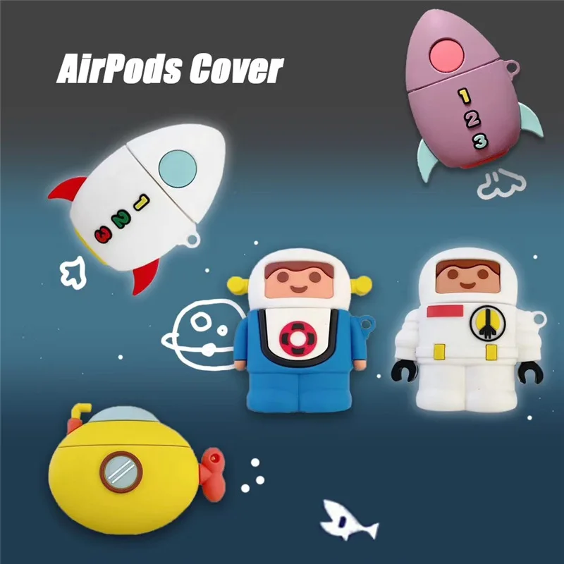 Чехол для наушников с Bluetooth Airpods милый силиконовый защитный чехол 2 Мультяшные