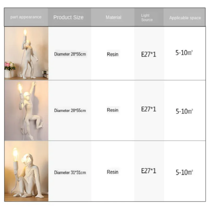 

Rope Lamp Monkey Lamp Nordic Resin Monkey Hanging Lamps E27 Indoor Lighting Pendant Lights Decorative Bedroom Pendant lamp
