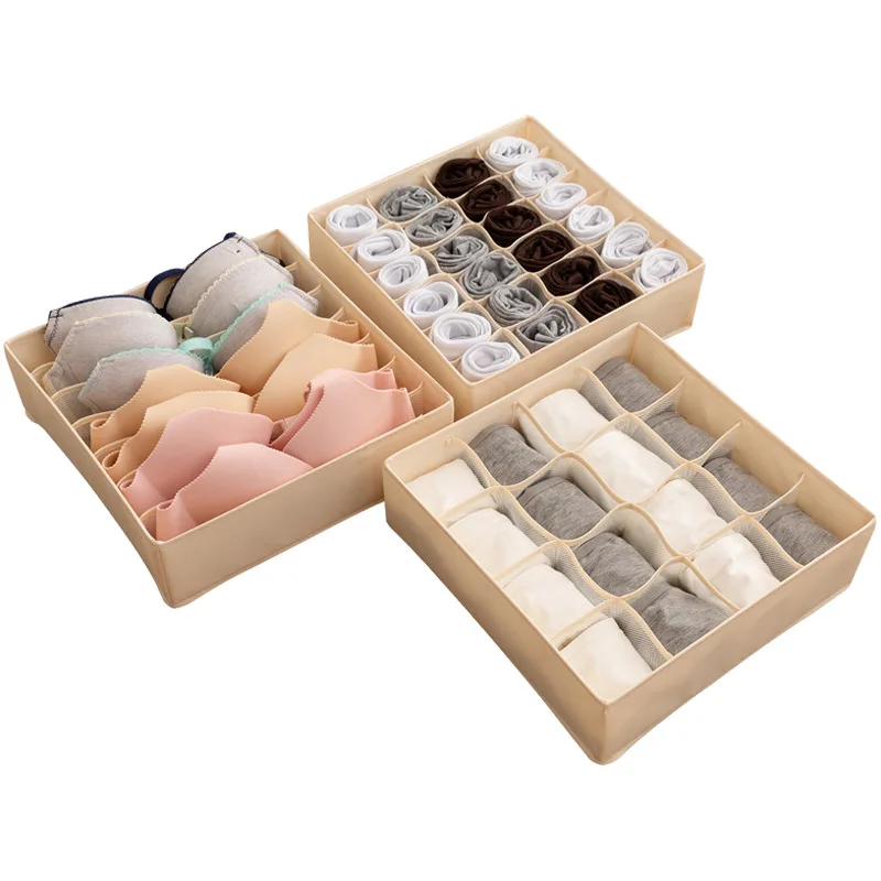 

16 grids Dormitory closet organizer for socks home separated underwear storage box bra organizer foldable drawer organizer