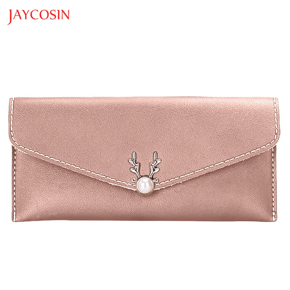 Jaycosin Роскошные брендовые кожаные женские длинные кошельки модные складные с