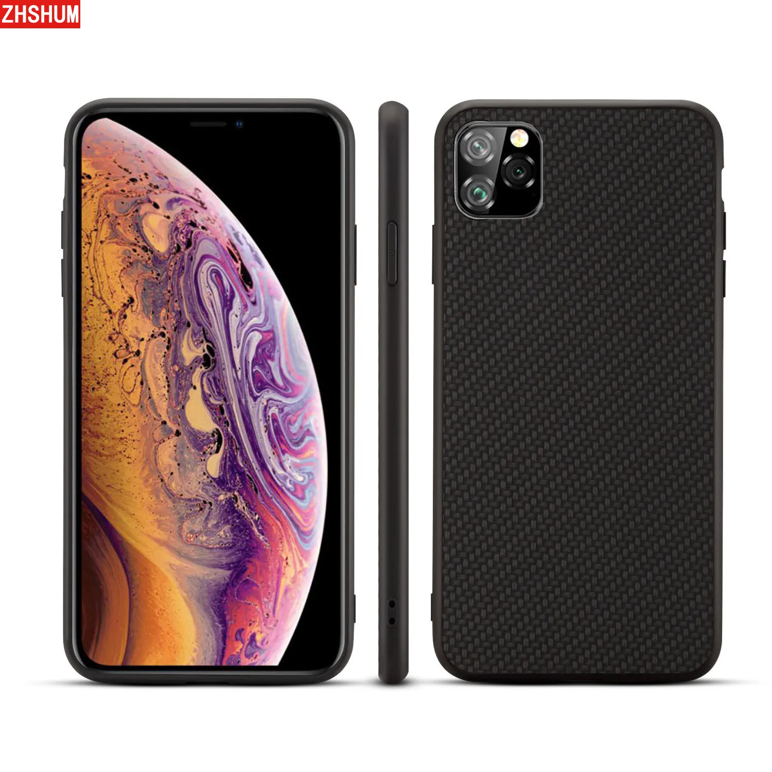 Wood Grain Case For Iphone 11 Pro Max Carbon Fiber Back Cover Soft Silicone Full Protection Fundas IPhone XI Couqe |