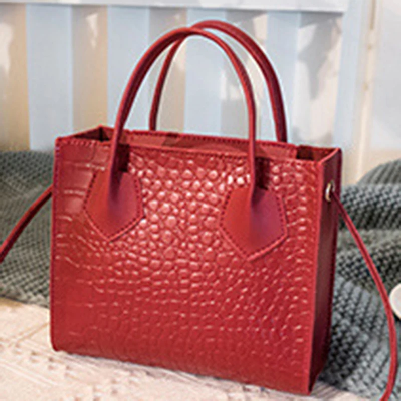 

2021 New Women Texture Pattern Handbags Fashion Vintage Solid Color Shoulder Bag Large Capacity Female Tote