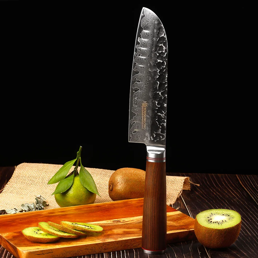 Ножи YOUSUNLONG Santoku профессиональный шеф повар из дамасской стали 7 дюймов японская