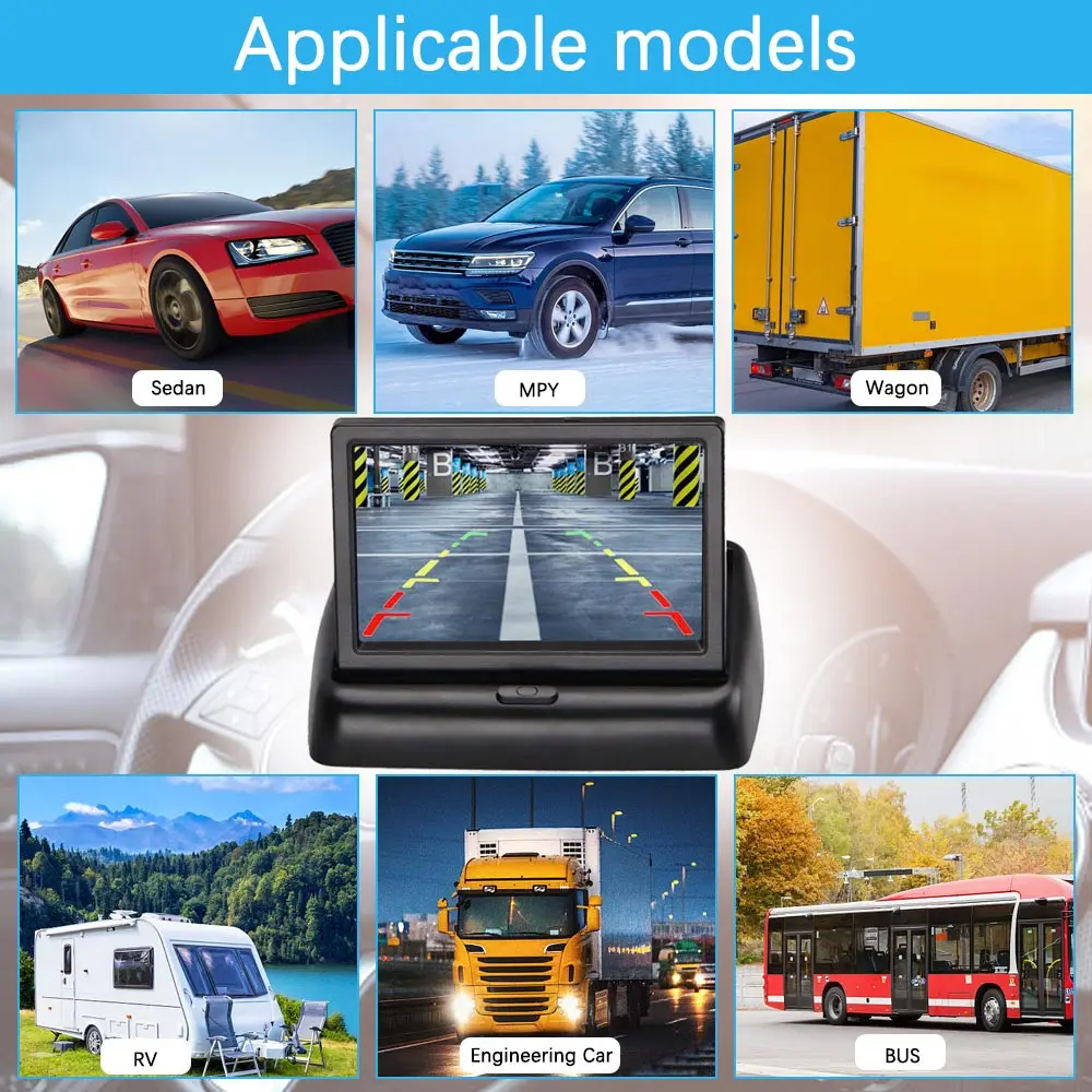 Автомобильный монитор 4 3 дюйма TFT ЖК-экран с камерой заднего вида камера система