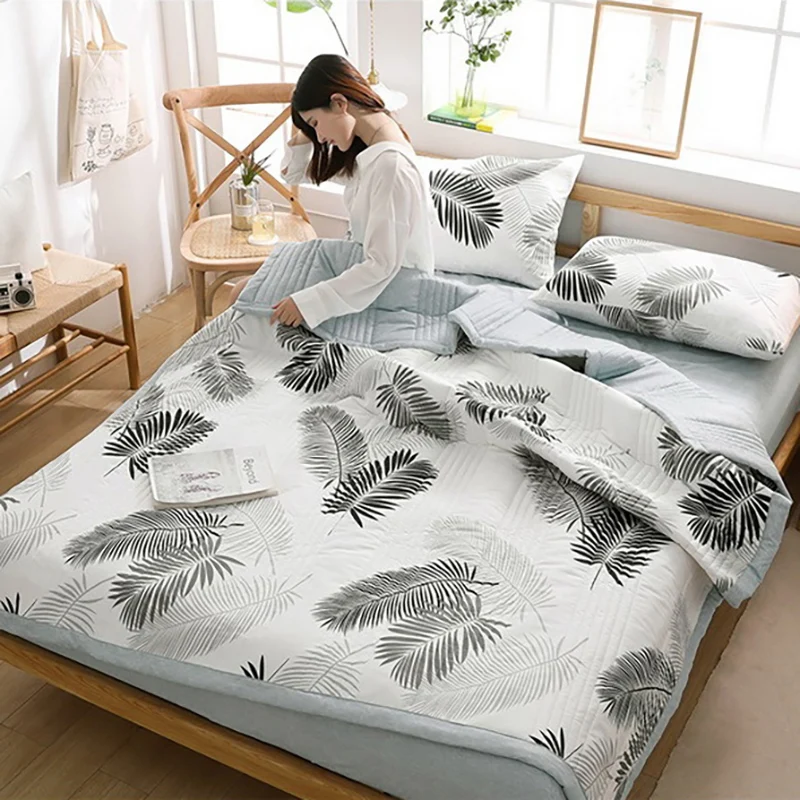 

Summer Double Bedspread Air Condition Cotton Nap Quilt Thin Quilt Office Sofa Cover Patchwork Comfortable Bed Cover Home Decor