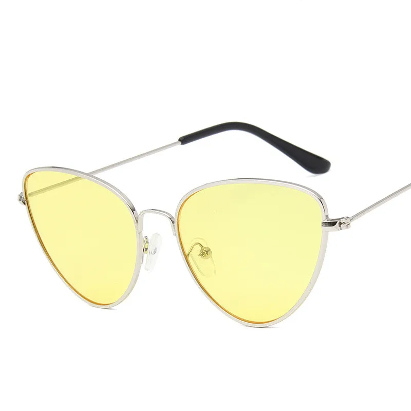 RBROVO, винтажные женские солнцезащитные очки Cateye, брендовые, дизайнерские, яркие цвета, уличные, солнечные очки для улицы, Oculos De Sol Feminino - Цвет линз: SilverYellow