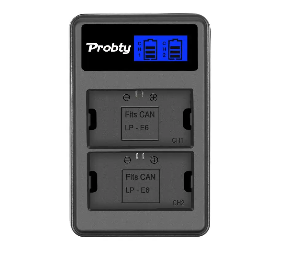 Probty LP-E6 LPE6 LP E6 Батарея+ ЖК-дисплей Зарядное устройство для цифровой однообъективной зеркальной камеры Canon EOS 5D 5D2 5DS R Mark II 2 III 3 6D 60D 60Da 7D 7D2 7DII 70D 80D - Цвет: 1 PcsCharger