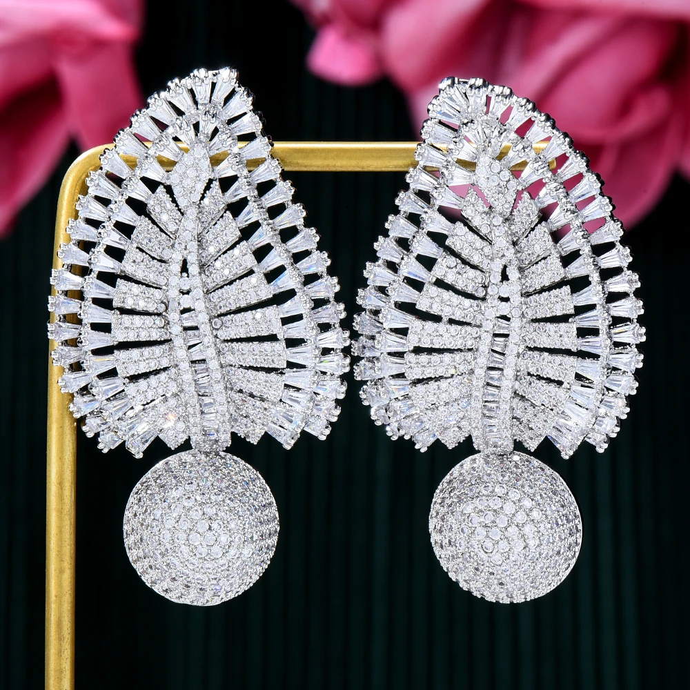 

GODKI Luxury Waterdrop Flower Earrings Full Mirco Paved Cubic Zircon Naija Dubai Wedding Earring Fashion High End Jewelry